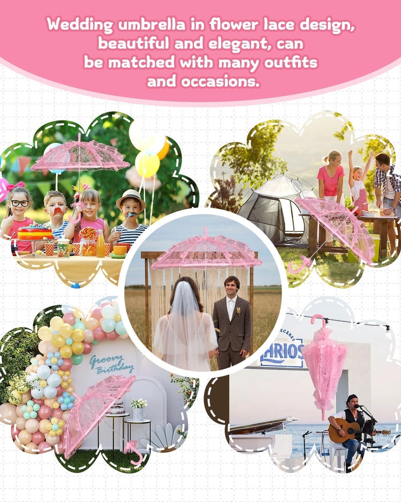 Solnique Mini Lace Embroidery Parasol for Kids – Vintage Bridal Umbrella for Wedding Flower Girls, Small Decorative Lace Parasol for Tea Party - Image 3